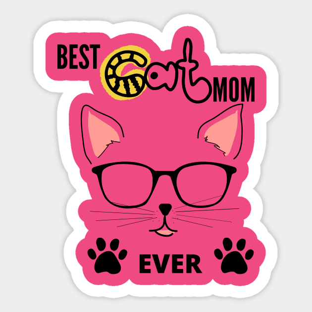 Funny Cat Lover Gift Idea For Mom - Best Cat Mom Ever, I Love My Cat Illustration Funny Cat Meme Is My Lover Gift Idea For Mom Sticker by solo4design